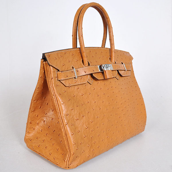 H35WOSS Hermes Birkin 35CM strisce grano pelle di struzzo (argento)